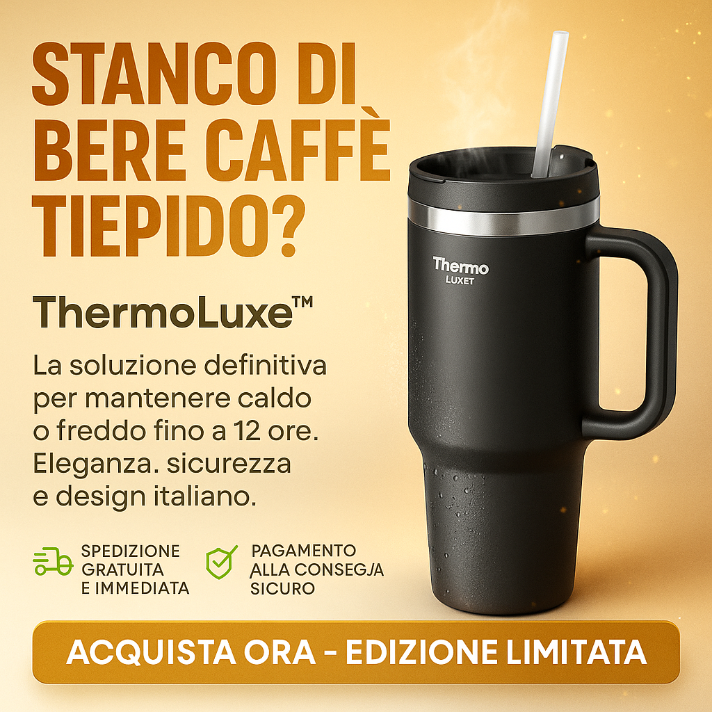 ThermoLuxe™ – Tazza Termica Premium 1200ml | Caldo & Freddo 12h Senza Perdite