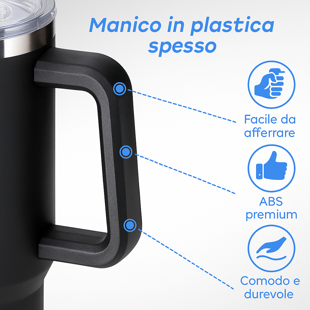 ThermoLuxe™ – Tazza Termica Premium 1200ml | Caldo & Freddo 12h Senza Perdite