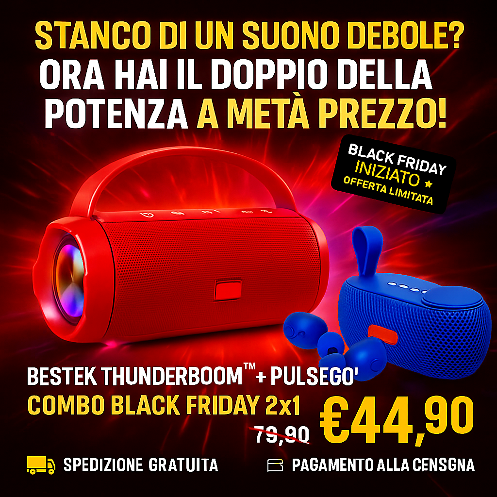 BESTEK THUNDERBOOM™ + PULSEGO™ | COMPRI 1, PORTI 2 – DOPPIA POTENZA SONORA AL PREZZO DI UNO