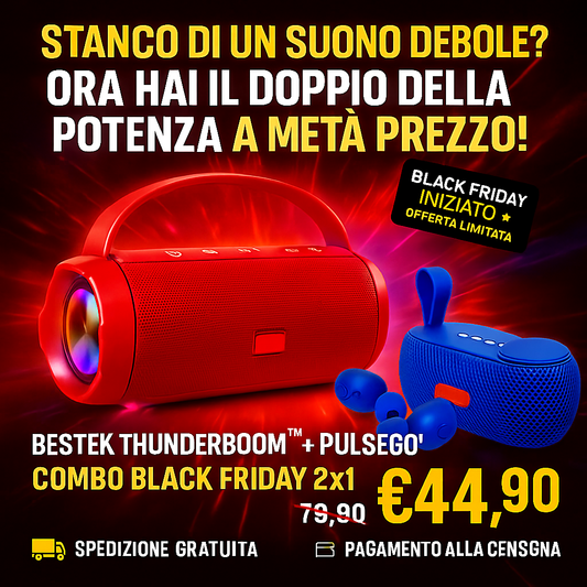 BESTEK THUNDERBOOM™ + PULSEGO™ | COMPRI 1, PORTI 2 – DOPPIA POTENZA SONORA AL PREZZO DI UNO
